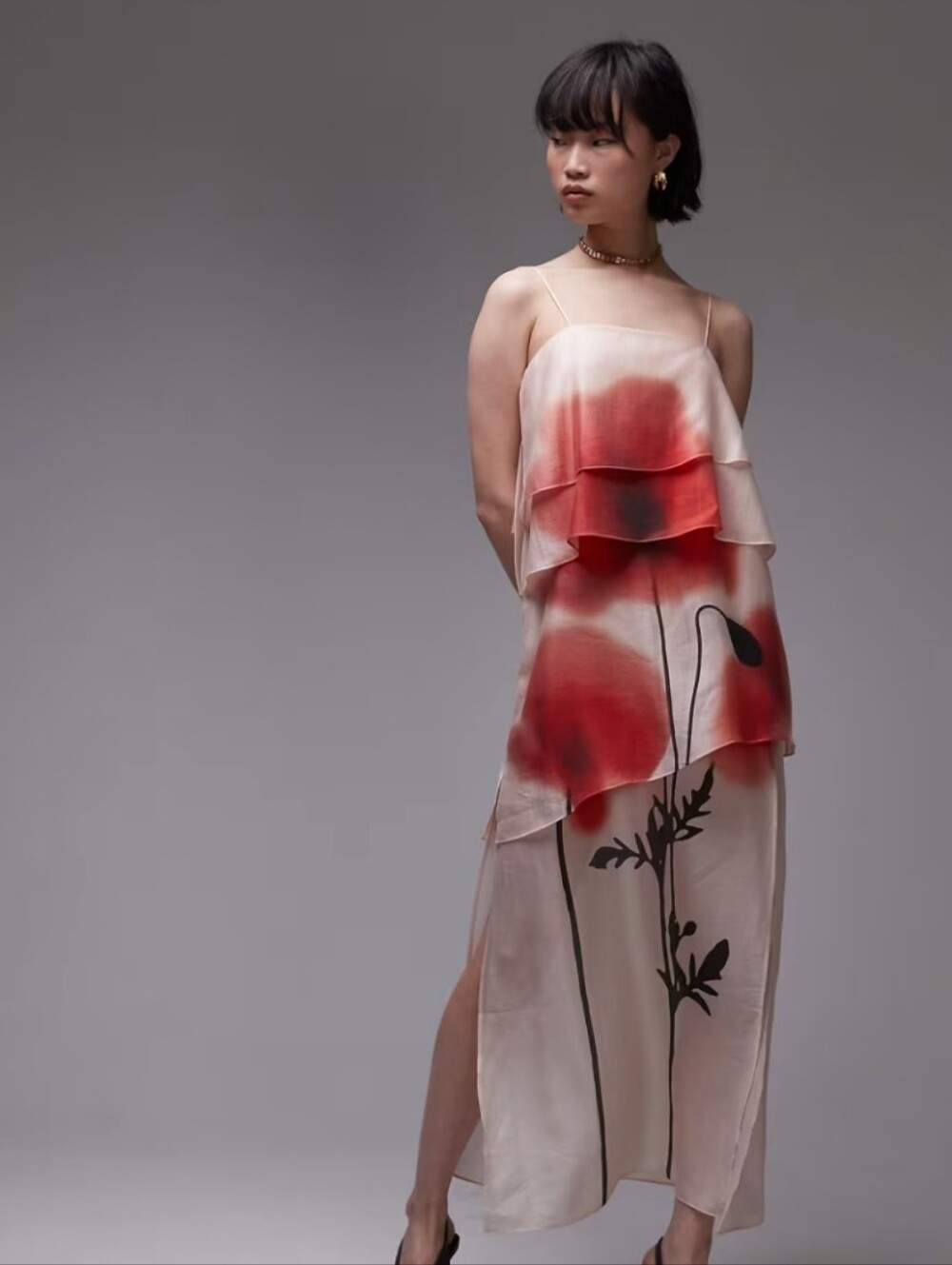 & Other Stories sheer Chiffon Maxi Dress Size 12